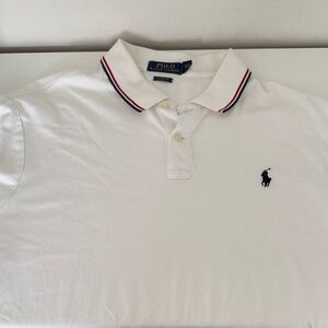 Polo by Ralph Lauren Men's White Polo with Navy Logo